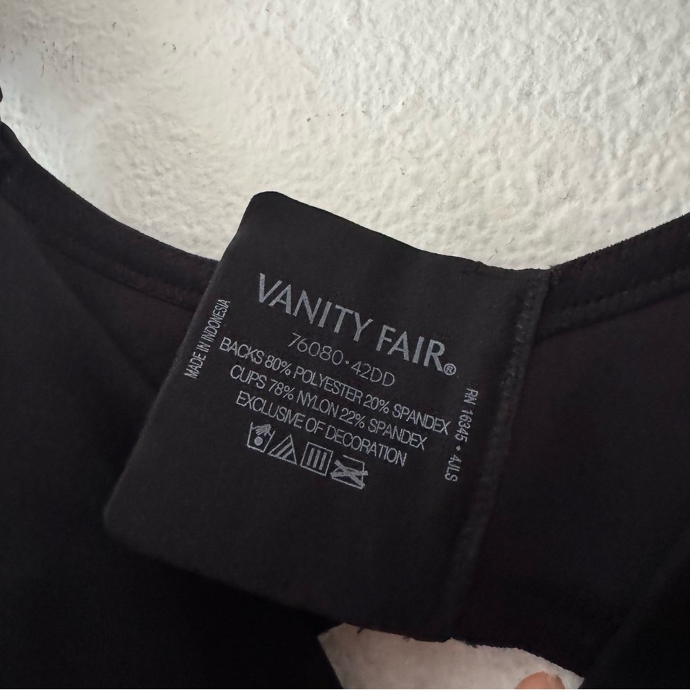 VANITY FAIR Beauty Back Full Figure Minimizer Underwire Bra 42DD Black Seamless - Picture 7 of 12